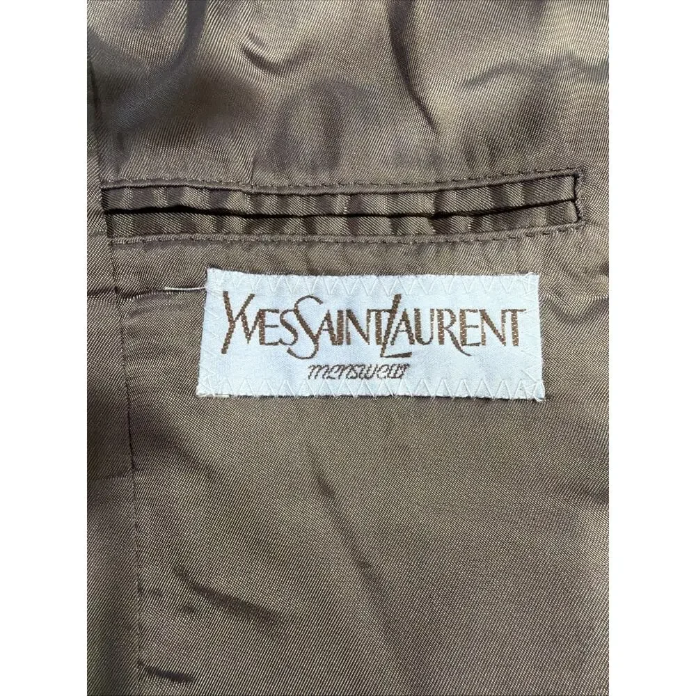 Vintage Yves Saint Laurent Brown Blazer Men 40 42 Made France YSL